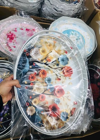 Çok Renkli Bohem Desenli 2Li Tepsi Seti - Görsel 6