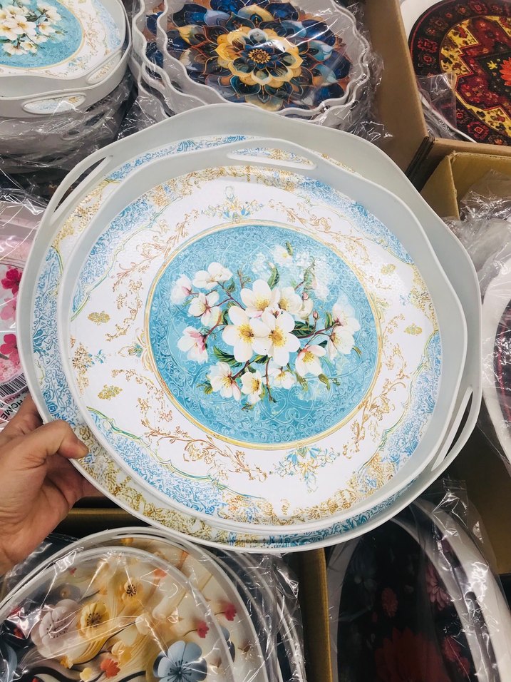 Çok Renkli Bohem Desenli 2Li Tepsi Seti - Görsel 3