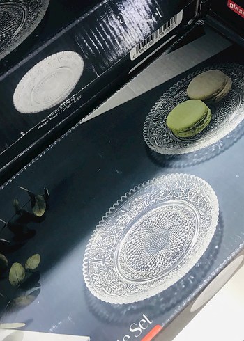 Gri Nakışlı Cam Tabak Seti 6 Adet - Görsel 2