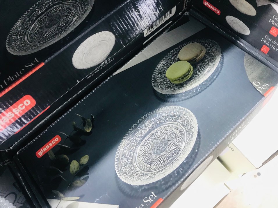 Gri Nakışlı Cam Tabak Seti 6 Adet - Görsel 2