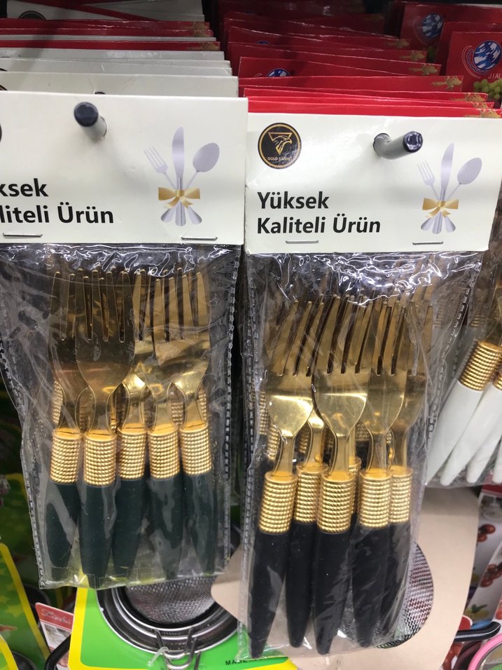 Altın Renkli Siyah Saplı Çatal Kaşık Seti - Görsel 2