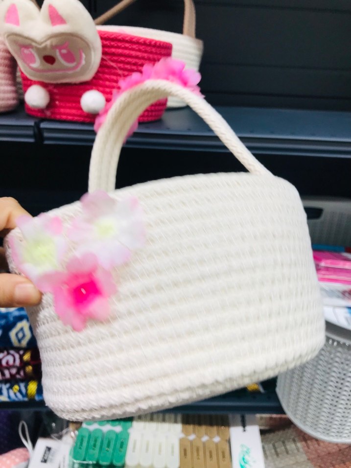 Çiçekli Pembe Saklama Sepeti - Görsel 3