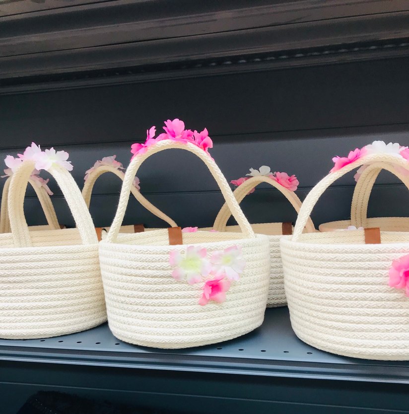 Çiçekli Pembe Saklama Sepeti - Görsel 2