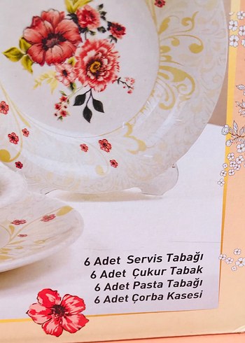 Lavin 24 Parça Beyaz Çiçek Desenli Yemek Takımı - Görsel 2