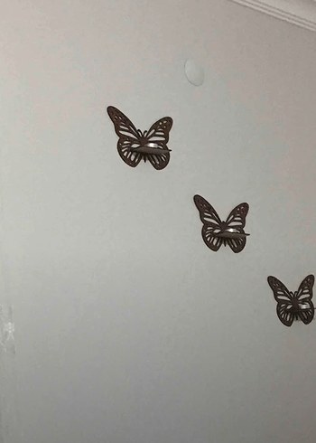 Diğer DEKORATİF 3 lü Kelebek Tasarımlı Kahverengi DuvarRafı