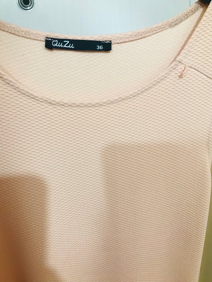 Qwzu Bej Midi Kolsuz Günlük Elbise 36 Beden - Görsel 5