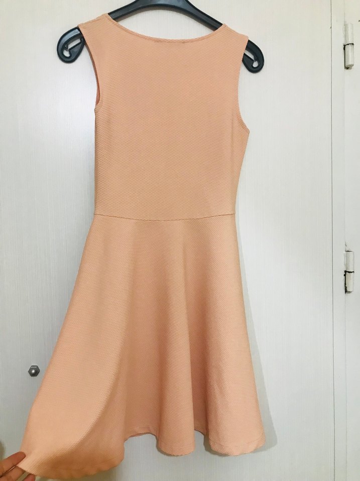 Qwzu Bej Midi Kolsuz Günlük Elbise 36 Beden - Görsel 3