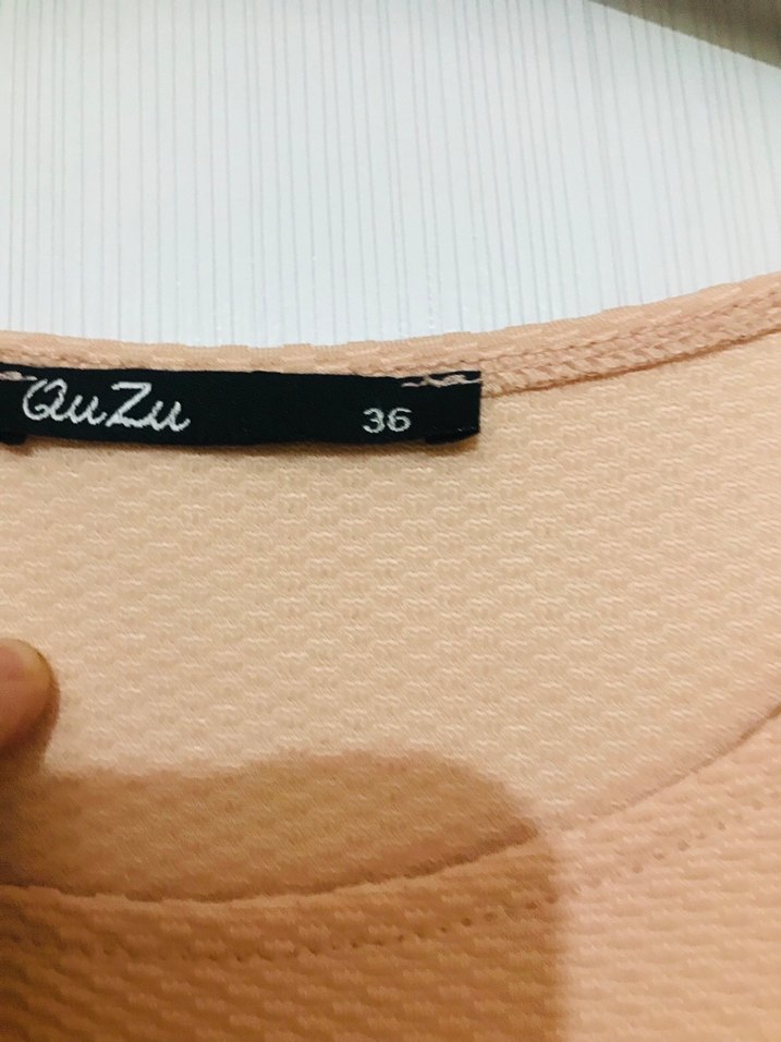 Qwzu Bej Midi Kolsuz Günlük Elbise 36 Beden - Görsel 2