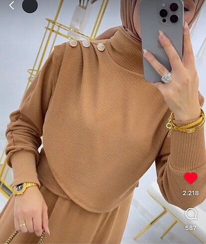 Burcu Kids BURCU ETEK TAKIMI(44 Beden Beli Lastikli KaramelcRenk)