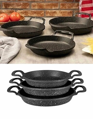 3LÜ DÖKÜM GRANİT SAHAN SETİ 18-20-22cm