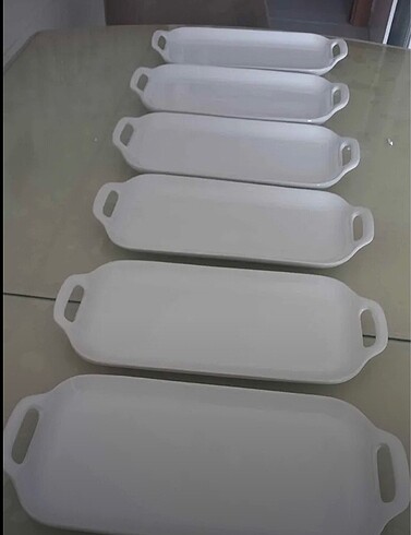 Beden beyaz Renk 6LI ORTA SUNUM TABAK TAKIMI SERAMİK30x14 cm