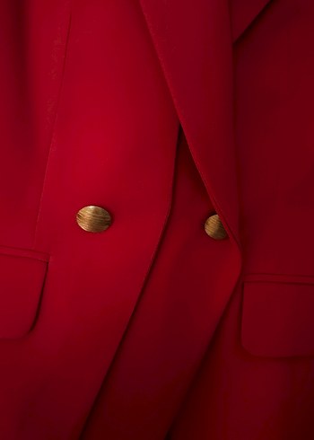Setre Kırmızı Düğmeli Kadın Blazer Ceket