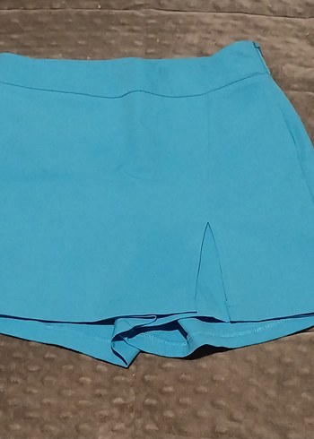 s Beden Mavi Midi Piliseli Mini şort etek