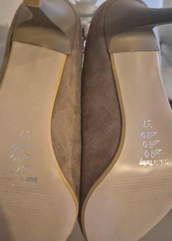 Bej Süet Tokalı Stiletto Kadın Ayakkabı - Görsel 3