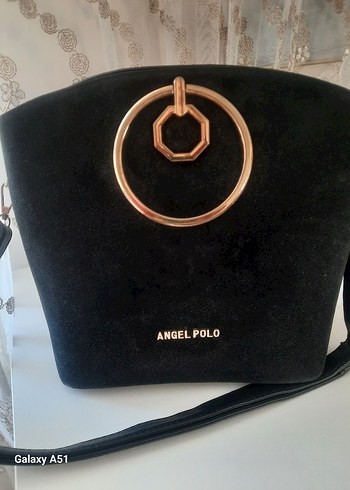 Siyah Süet Tokalı Kadın Çanta - Görsel 2