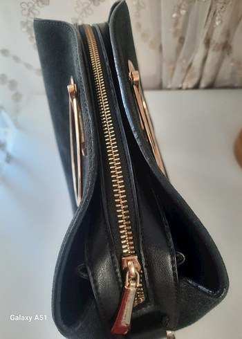 Siyah Süet Tokalı Kadın Çanta - Görsel 9