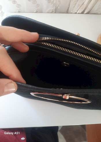 Siyah Süet Tokalı Kadın Çanta - Görsel 7