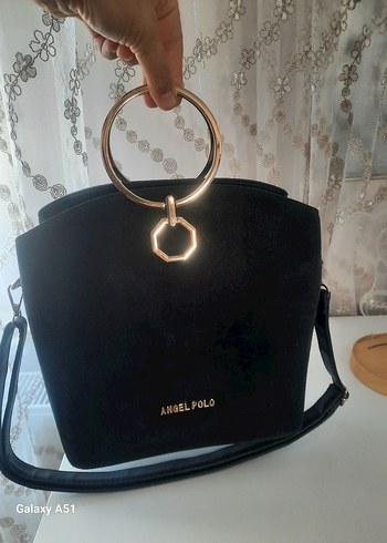 Siyah Süet Tokalı Kadın Çanta - Görsel 3