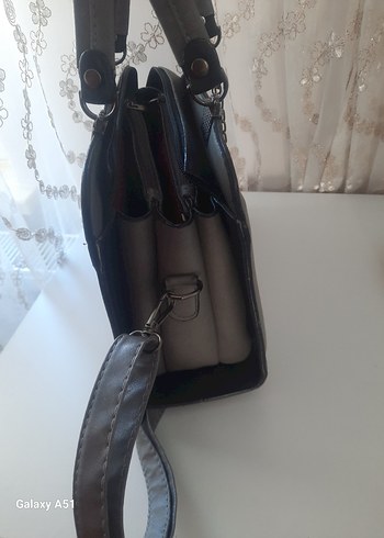 Gri Deri Zincir Detaylı Kadın Çanta - Görsel 6