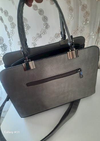 Gri Deri Zincir Detaylı Kadın Çanta - Görsel 7