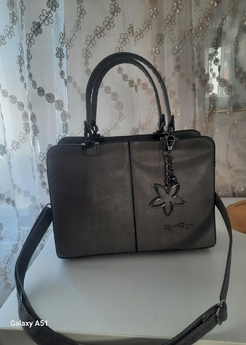 Gri Deri Zincir Detaylı Kadın Çanta - Görsel 2