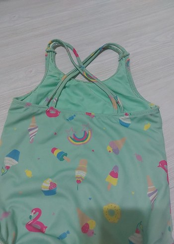9 Yaş Beden Pastel Renkli Baskılı Kız Çocuk Mayo