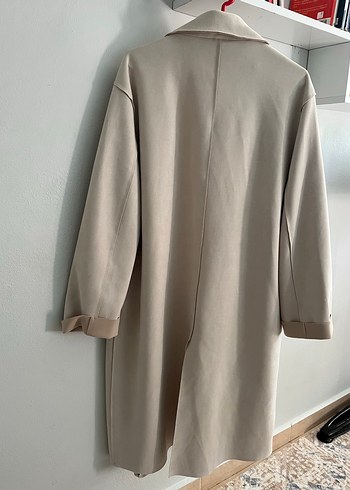 Bej Kadın Süet Uzun Kesim Trençkot - Görsel 4