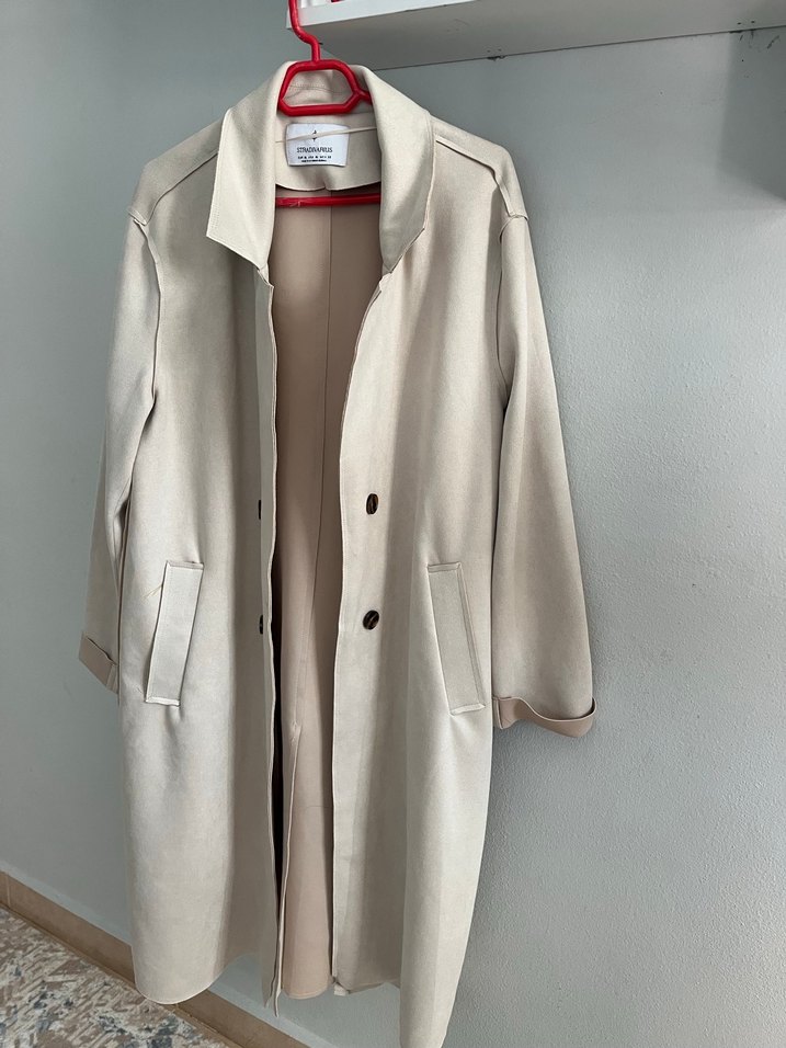 Bej Kadın Süet Uzun Kesim Trençkot - Görsel 2