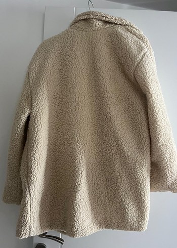 Bej Kadın Midi Boy Peluş Kaban - Görsel 2