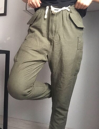 Keten kargo pantolon