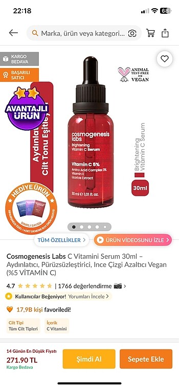  Beden COSMOGENESİS LABS C VİTAMİNİ SERUM