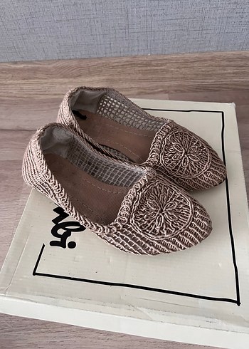 Bej Nakışlı Örgü Kadın Espadril - Görsel 2