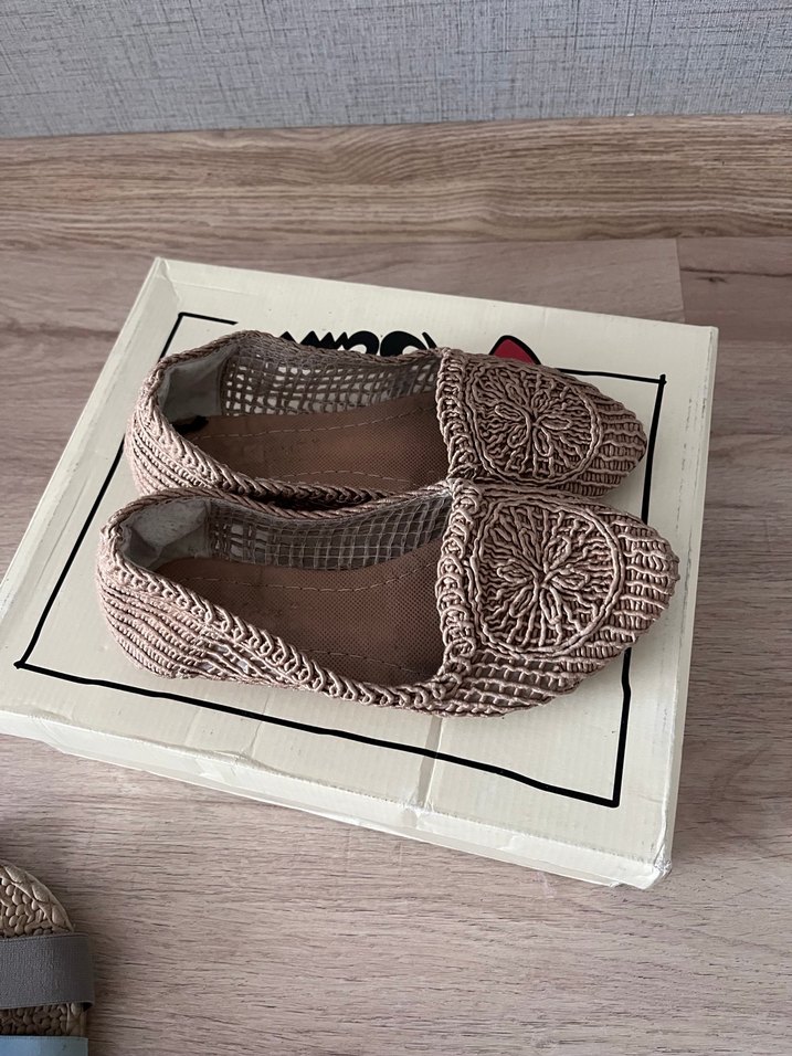 Bej Nakışlı Örgü Kadın Espadril - Görsel 4