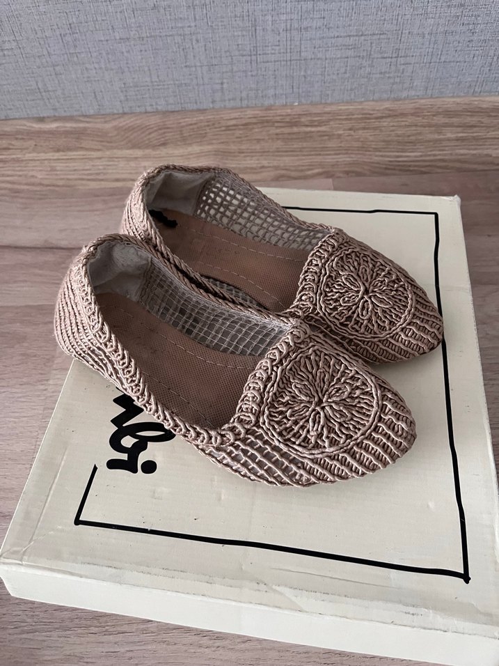 Bej Nakışlı Örgü Kadın Espadril - Görsel 2