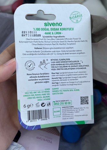 Beden Siveno yüzde yüz doğal Dudak Nemlendiricisi