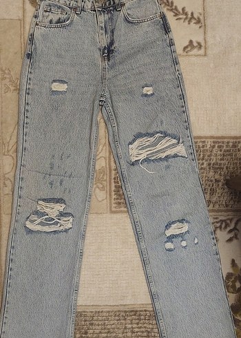 s Beden Kadın Gri Denim Yırtık Salaş Jean