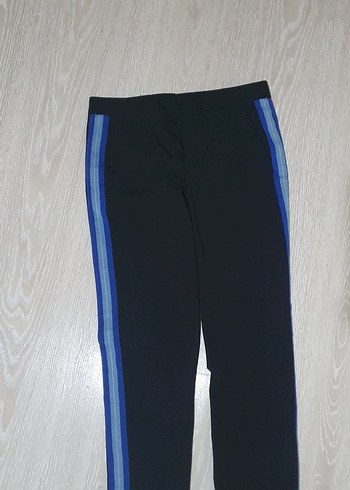 Mavi Şeritli Kadın Kısa Kumaş Pantolon - Görsel 3