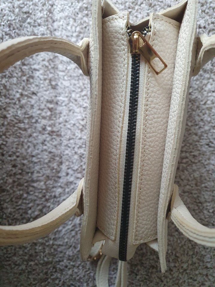 Krem dokulu çanta - Görsel 4