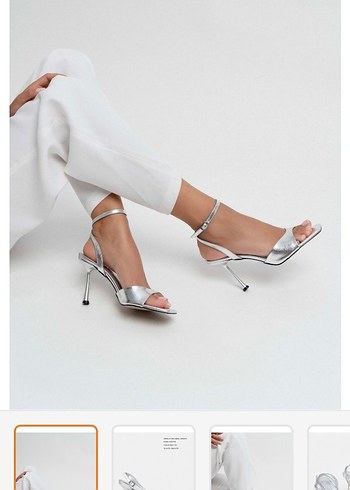 Gümüş Topuklu Ayakkabı - Görsel 4