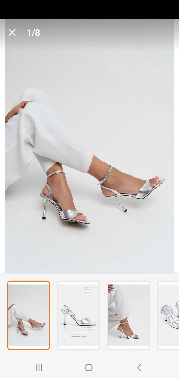 Gümüş Topuklu Ayakkabı - Görsel 4