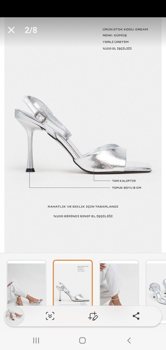 Gümüş Topuklu Ayakkabı - Görsel 3