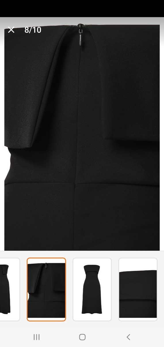 Siyah Midi Straplez Elbise - Görsel 4