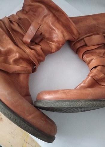 Kahverengi Tokalı Deri Dizüstü Kadın Çizmesi - Görsel 9