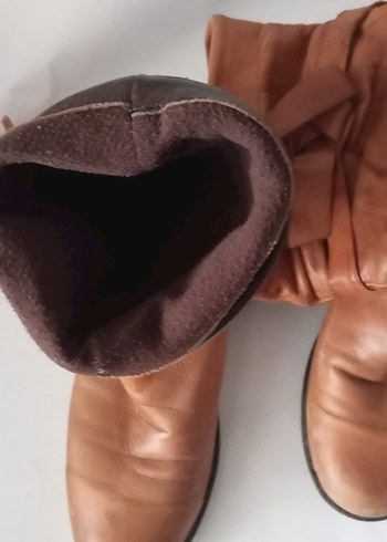 Kahverengi Tokalı Deri Dizüstü Kadın Çizmesi - Görsel 3