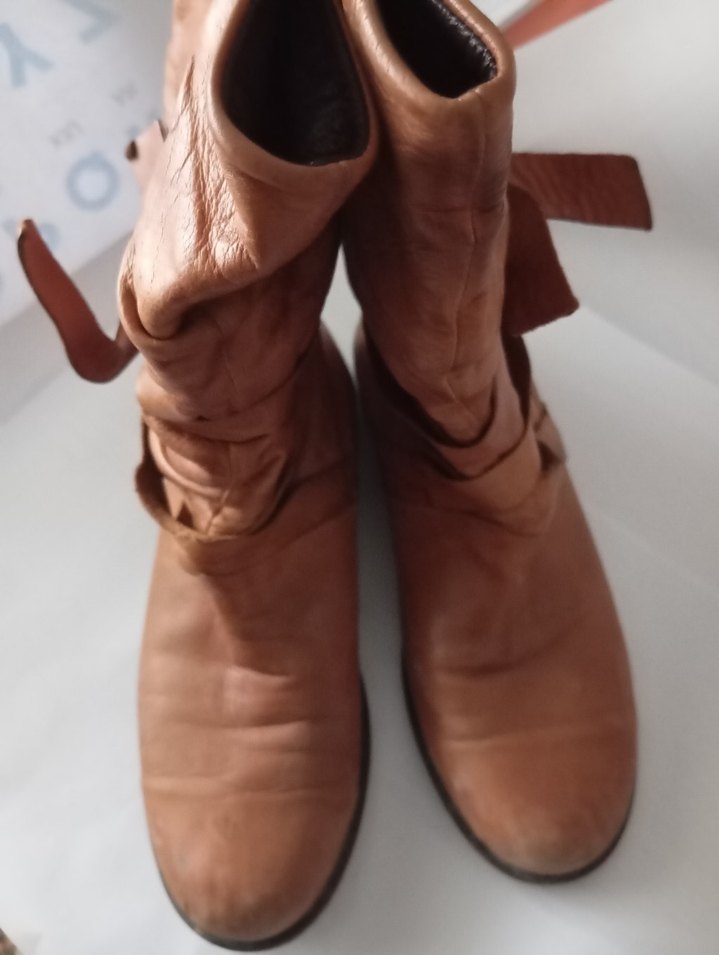 Kahverengi Tokalı Deri Dizüstü Kadın Çizmesi - Görsel 5