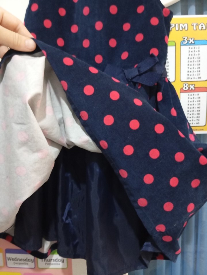 Kolsuz Puantiyeli Renkli Kız Elbisesi - Görsel 2