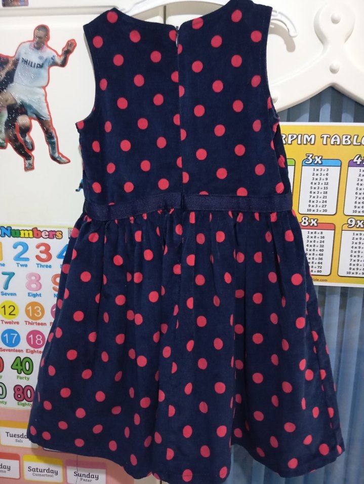 Kolsuz Puantiyeli Renkli Kız Elbisesi - Görsel 5