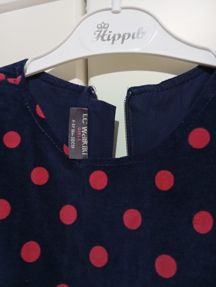 Kolsuz Puantiyeli Renkli Kız Elbisesi - Görsel 3