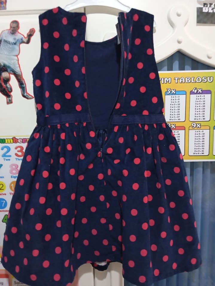 Kolsuz Puantiyeli Renkli Kız Elbisesi - Görsel 4