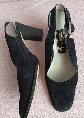 Siyah Süet Tokalı Stiletto Kadın Ayakkabı - Görsel 6